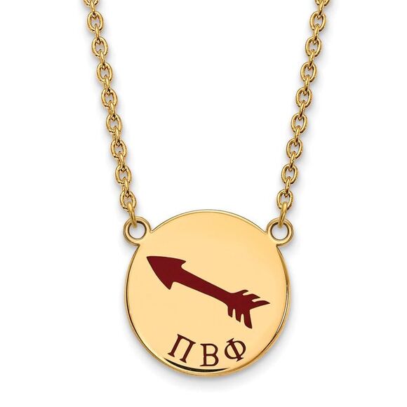 14K Plated Silver Pi Beta Phi Large Enamel Necklace